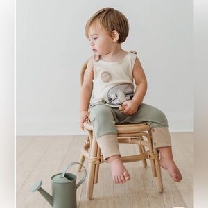 EUC L'ovedbaby Camper Organic Appliqué Harem Romper 3-6M